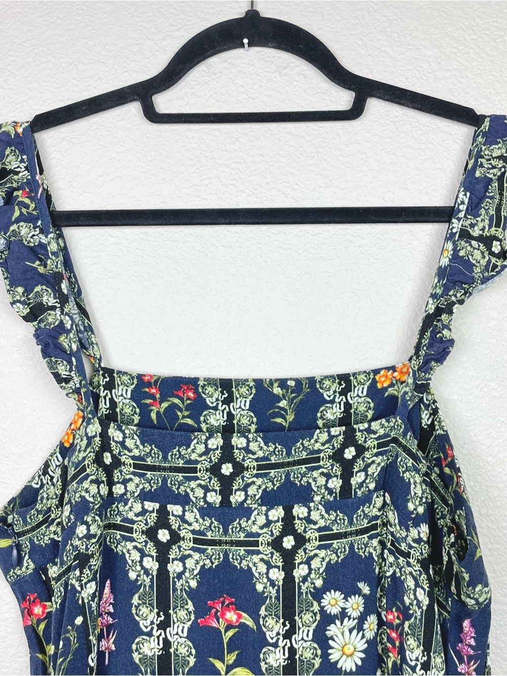 Agua Bendita x Target Women's Large Navy Floral Tile Flutter Sleeve Mini Dress - Picture 11 of 16